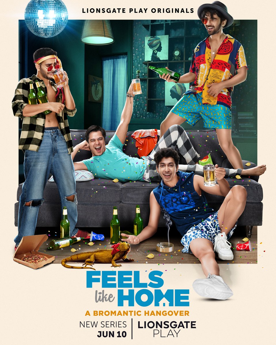 What do you get when you have ek ghar, chaar launde, and endless parties? A bromantic hangover.  
The newest Lionsgate Play original, #FeelsLikeHome , arrives on 10th June. Ab Shuru karte hai party panchooo!