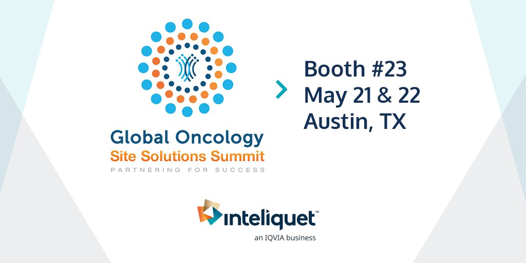 inteliquet, an IQVIA business (@inteliquet) on Twitter photo Join Inteliquet and <a href="/MySCRS/">Society for Clinical Research Sites (SCRS)</a> at Booth #23 from May 21-22 for the 2022 Global Oncology Site Solutions Summit. Join us to discuss how to improve equitable #oncology clinical trial accessibility. Learn more: hubs.ly/Q01bK9ZQ0 Join Inteliquet and <a href="/MySCRS/">Society for Clinical Research Sites (SCRS)</a> at Booth #23 from May 21-22 for the 2022 Global Oncology Site Solutions Summit. Join us to discuss how to improve equitable #oncology clinical trial accessibility. Learn more: hubs.ly/Q01bK9ZQ0