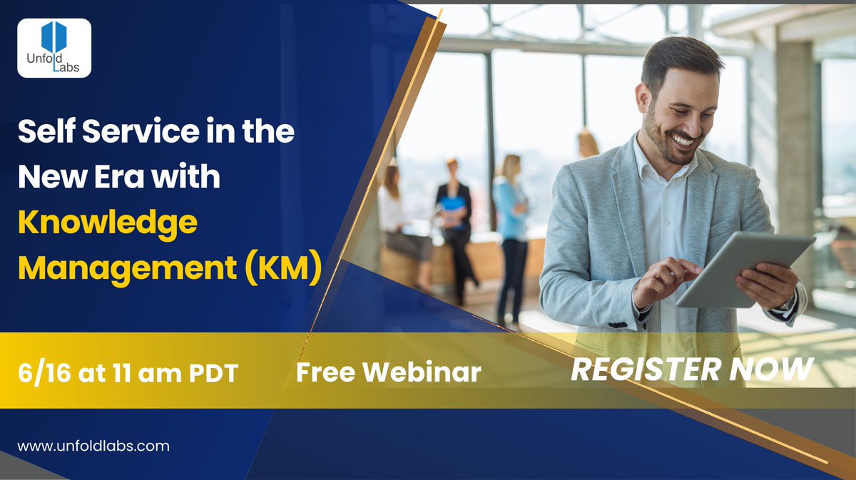 UnfoldLabs's tweet photo. [WEBINAR] Register for @UnfoldLabs #Knowledge Management #KM Webinar, held on 6/16 at 11 AM PDT: https://t.co/8RaxYiTfKt
 
#knowledgeManagement #KMSolution #KMPlatform #KMWebinar #KnowledgeManagementWebinar #KM #networking #LinkedInconnections #webinar #UnfoldLabsWebinar https://t.co/M7DaNgCvH0