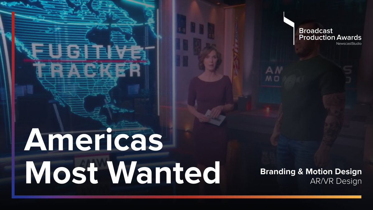 NewscastStudio's tweet image. Congrats to the team at @CGLAstudios and '#AmericasMostWanted' for its #BroadcastProductionAwards win in #AR and #VR bpa.nca.st/zBqGJ

#AugmentedReality #VirtualReality