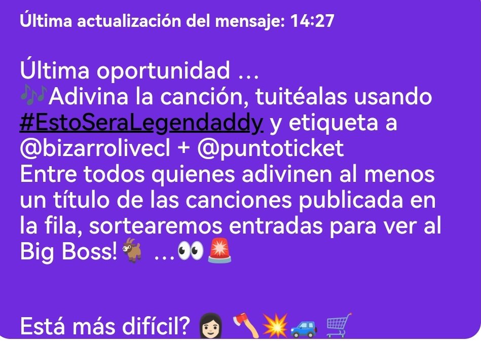MisdelyM's tweet photo. #EstoSeraLengendaddy @puntoticket @bizarrolivecl La Rompe Carros https://t.co/sRd2UJ33G6