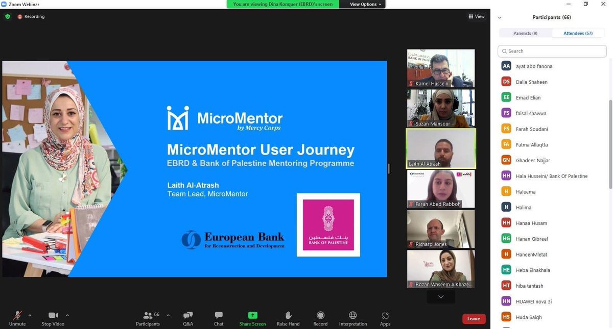 RozzaDesigns's tweet image. فخورة باختياري متحدثة في هذا اللقاء الرائع و التحدث عن تجربتي كمرشد أعمال في منصة ميكرومتر  
شكرا ميرسي كور على هذه المنصة الاكثر من رائعة 
 .. كل الشكرBank of Palestine | بنك فلسطين و برنامج Felestineya - فلسطينية
@mercycorps @BankOfPalestine @MicroMentor