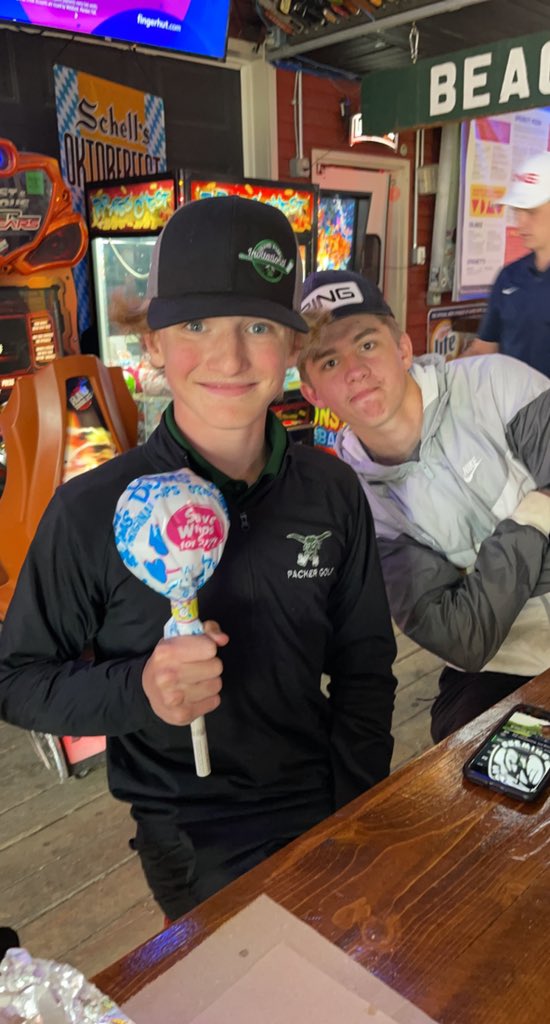 WFPackerGolf's tweet photo. T dub with the shot of the day…Gets suckers for the team! 

#SkillCrane https://t.co/hV5umqPLu5