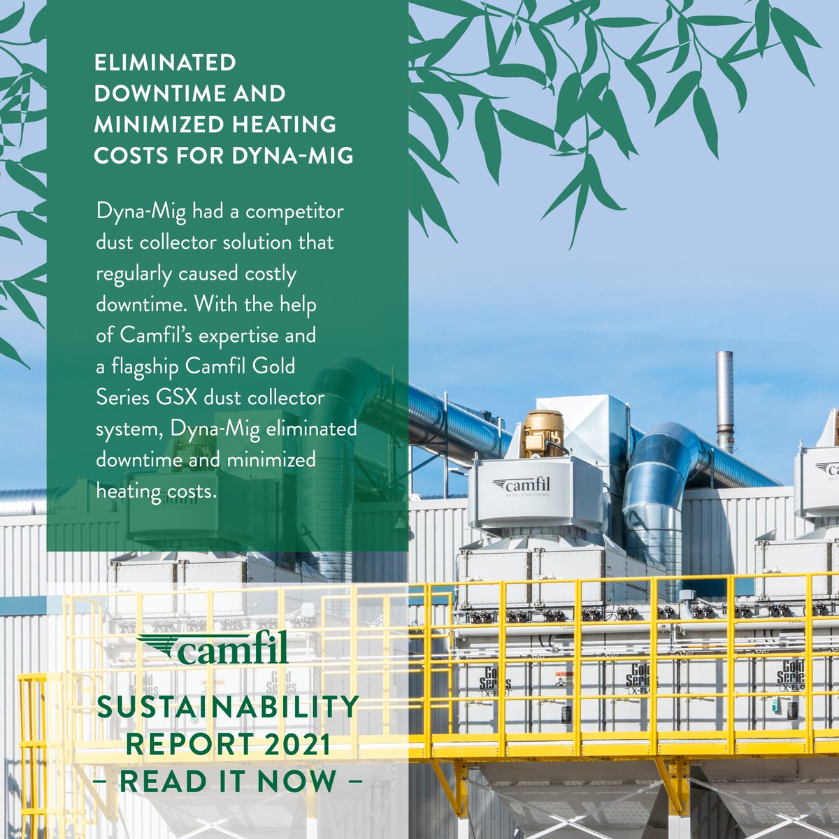 The Camfil 2021 sustainability report highlights how we minimize energy for our customers and support their sustainability journeys. Read the case study about Dyna-Mig which we eliminated downtime and minimized heating costs. https://t.co/bm1npK88HB. https://t.co/hP1mom7f6d