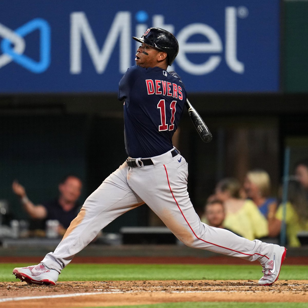 MLBNetwork's tweet photo. Rafael Devers is having an insane month 🤯

.410 BA (12 game hitting streak)
4 HR
12 RBI
8 2B
12 R
1.225 OPS

@RedSox host Seattle at 7pm ET on tonight's #MLBNShowcase 📺 https://t.co/t0cG9INwAw