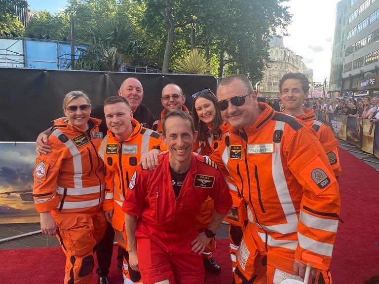 LDNairamb's tweet photo. This evening, London's Air Ambulance crew including pilots, doctors, paramedics &amp; fire crew have taken to the red carpet &amp; are attending the UK premiere of Top Gun: Maverick, held in Leicester Square, as a thank you for their work looking after London

@TopGunMovie @ParamountPics https://t.co/XPC5pJbqOM
