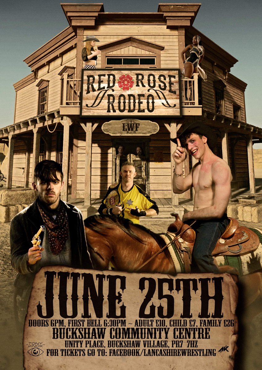 Saddle up! The LWF gallops into June with a guaranteed night of western chaos at @BuckshawVillage! ON SALE NOW! 🌵🌹
🎫buytickets.at/thelancashirew… 🎫 

#wrestling #lancashire #LWF #wildwest #britwres