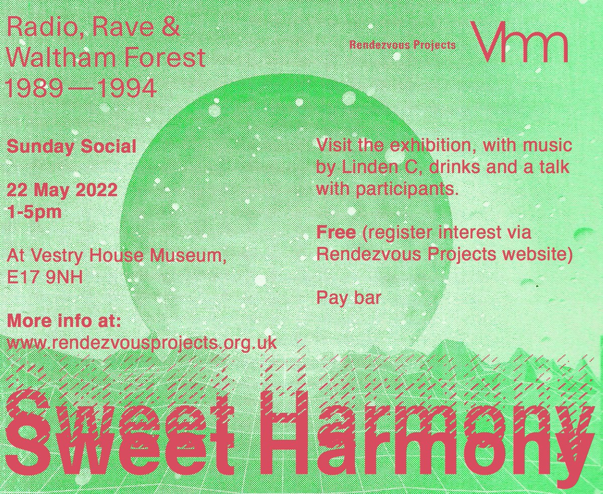 As part of the Sweet Harmony exhibition <a href="/VestryHouse/">Vestry House Museum</a> Walthamstow- I’m putting on this free event this Sunday (22 May, 1-5pm) at the museum. Music by <a href="/DJLindenC/">Linden C</a> &amp; talk about the project with <a href="/OriginalDJDlux/">Dj Dlux</a> - 🎟 via <a href="/RendezvousCIC/">Rendezvous Projects CIC</a> website