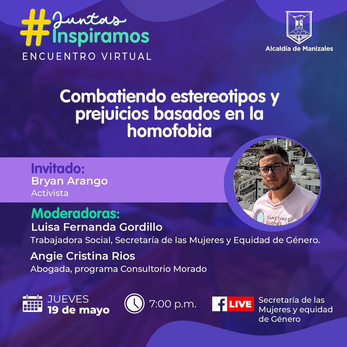 SecMujerMzl's tweet photo. #JuntasInspiramos💜
Conéctate hoy a nuestro Facebook live. Estamos trabajando para erradicar la homofobia y los estereotipos en la diversidad sexual.

🖐🏻Ampliemos esta conversación juntos/as esta noche.💜 https://t.co/jUxdEVcyO1