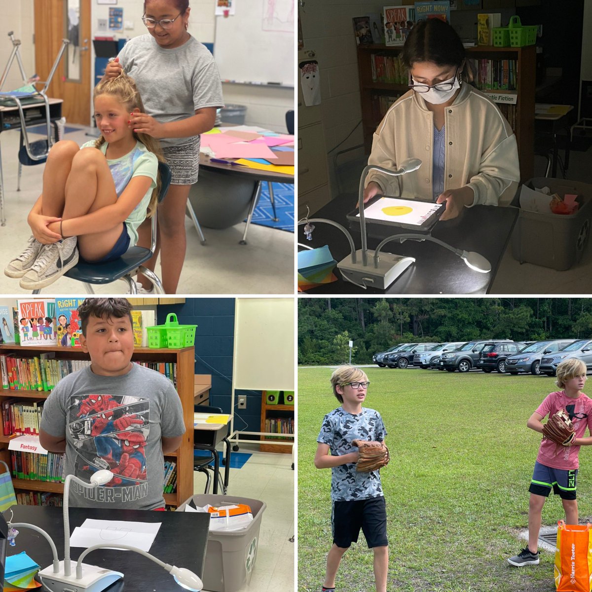 “Teach the Teacher” day one was amazing!  We learned how to braid, throw a baseball, skateboard and draw!  So many talented students I’m blessed to work with. #futureteachers <a href="/BCreekElem/">BradleyCreekElem</a>