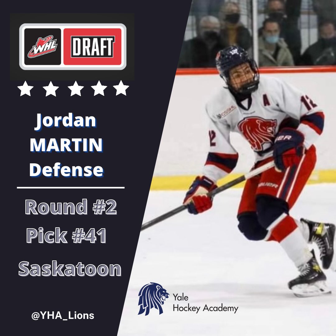 🚨 WHL DRAFTED 🚨 

Congrats to Jordan MARTIN on being drafted by the <a href="/BladesHockey/">Saskatoon Blades</a> of the <a href="/TheWHL/">Western Hockey League</a> 

🖥 <a href="/Martin3Jordan/">Jordan Martin</a> 
📍 2️⃣
#️⃣ 4️⃣1️⃣

In the 2021/22 <a href="/CSSHL/">CSSHL</a> season, MARTIN had 7 goals &amp; 21 assists for 28 points.