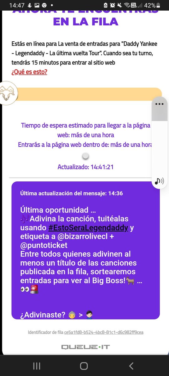 frannchi's tweet photo. #EstoSeraLegendaddy  nisiquiera tengo un número en la fila 😳 
La canción es mayor que yo @puntoticket @bizarrolivecl https://t.co/Ln9Mz54RMX
