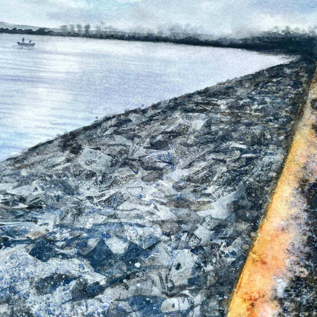 MilliGArtist's tweet photo. I used many techniques in the painting to create a multi-layered piece filled with texture. - Draycote Water, Rugby, Warwickshire. https://t.co/8q4w2V2RWN