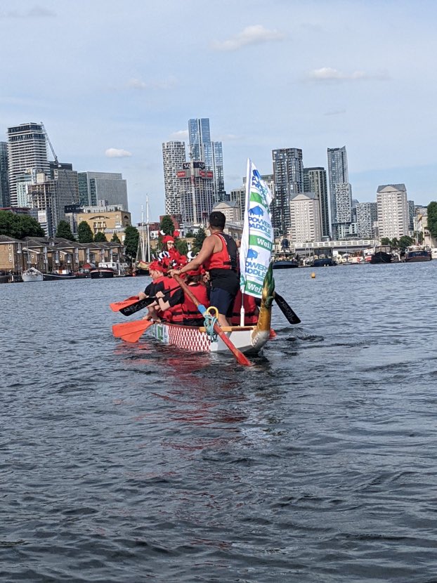 A lovely day to be raising money to help change young people’s lives with #Power2Paddle . Team @Nomura on the water