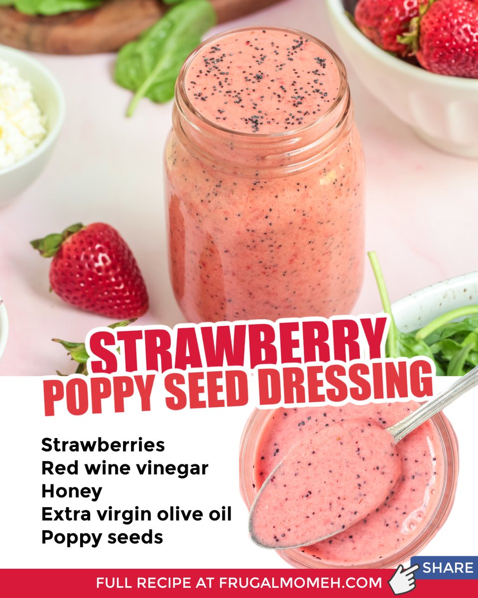 A quick, easy and tasty recipe for strawberry poppy seed salad dressing! Great full-bodied flavours that mix well with your favourite greens.

Get the FULL recipe &gt;&gt; frugalmomeh.com/strawberry-pop…
