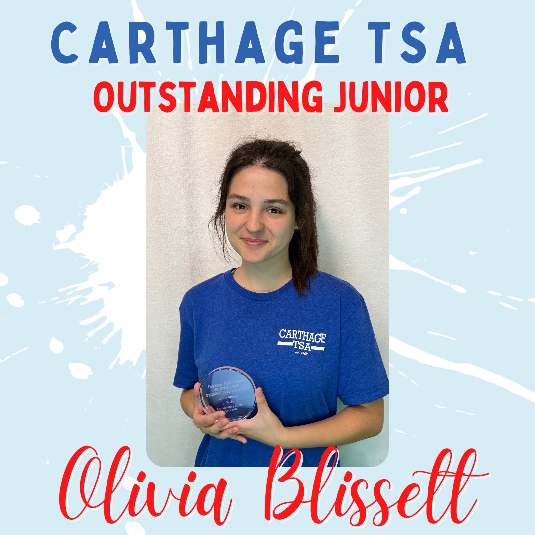 CarthageTsa's tweet photo. Our second “Outstanding Junior” was Olivia Blissett!! 🎉🎉 https://t.co/RPll1IIFfC