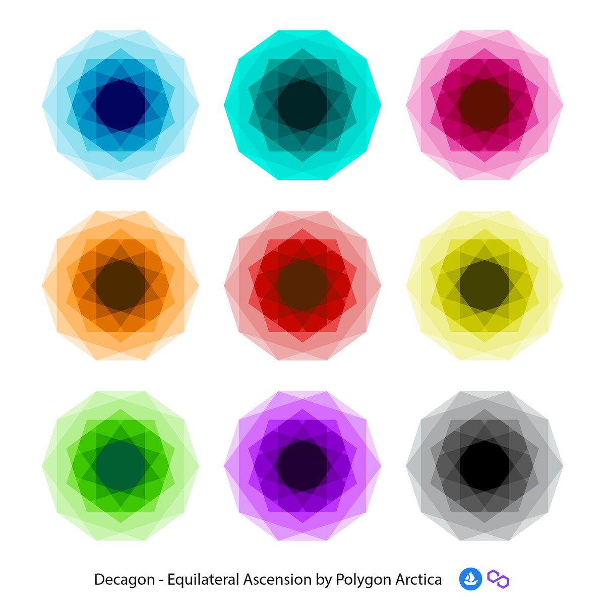 I'm thrilled to announce Decagon is out now!
Collection: Equilateral Ascension
Price: 0.1 Ξ
#NFTdrop ending soon...
#NFTCommunity #NFTArts #PolygonArctica #geometric