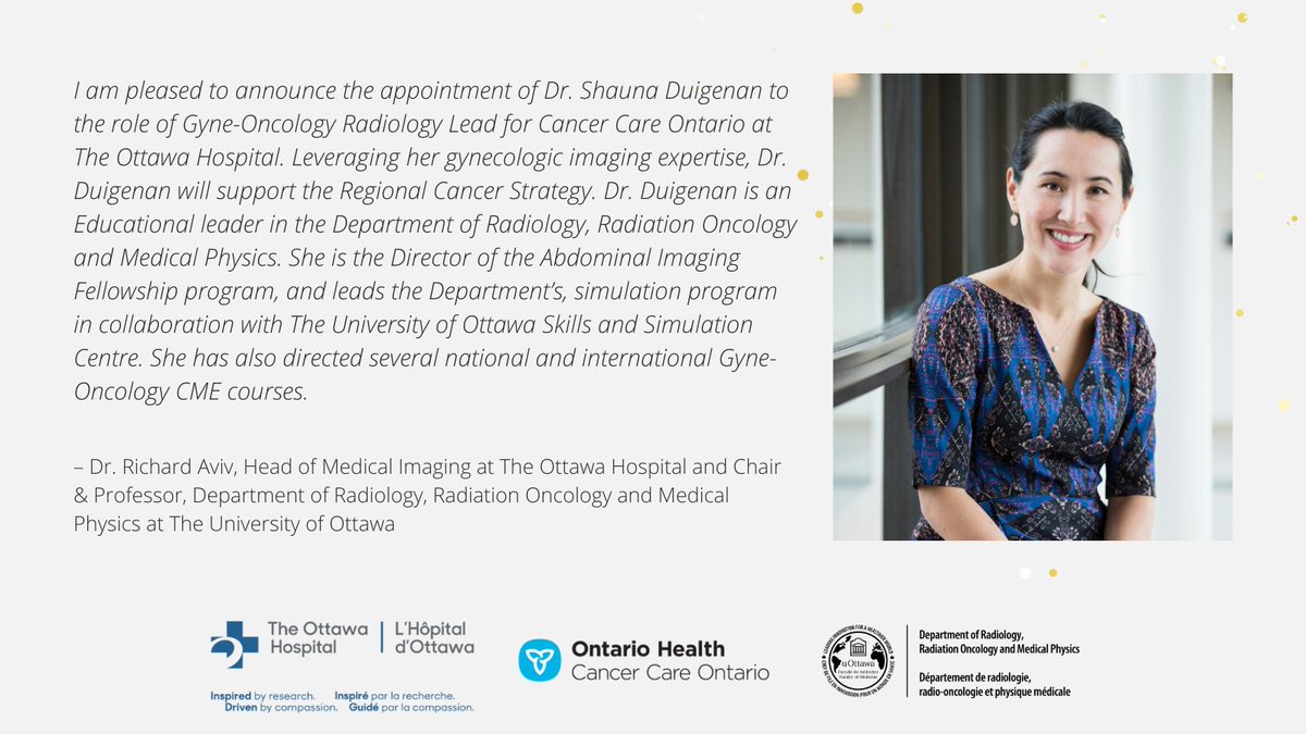 uOttawaRad's tweet photo. Congratulations, Dr. Shauna Duigenan on your recent appointment! 
@CancerCare_ON @OttawaHospital @uOttawaMed https://t.co/Hp4YYRn07k