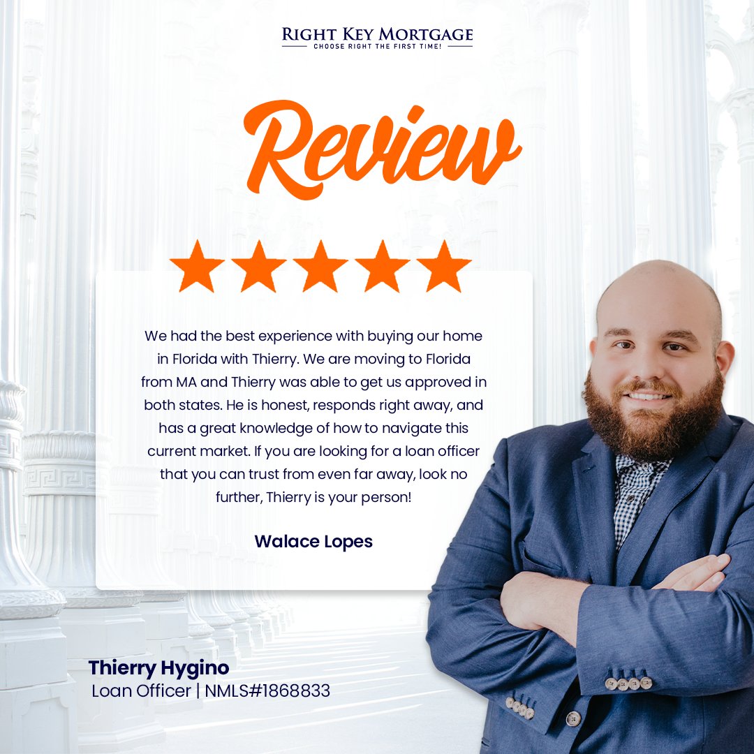 We appreciate the kind words, Walace! 
We're glad to see the good work Thierry is doing!

.
.
.
#RightKeyMortgage #RightKey #LFG #PrimeTime #DoYourJob