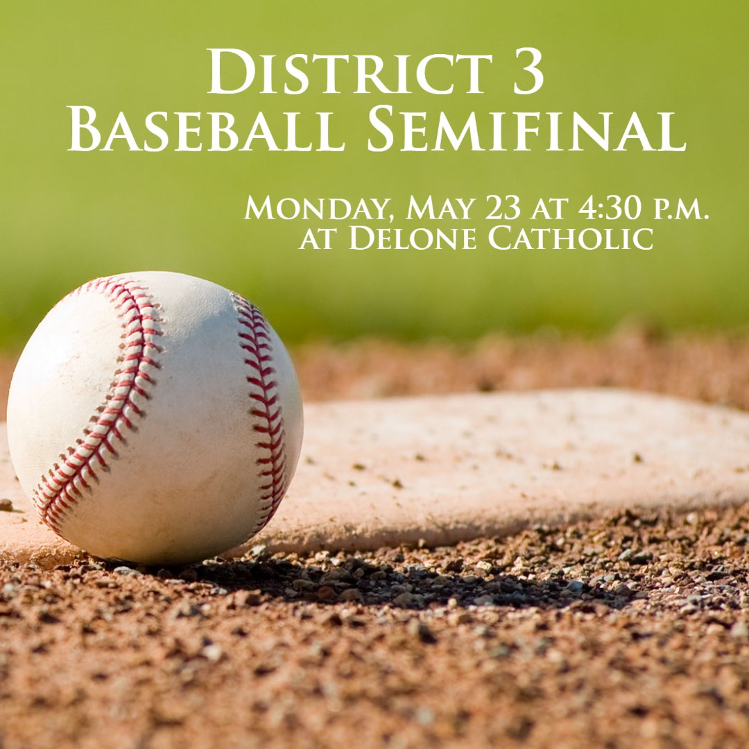 Delone_Catholic's tweet photo. ⚾ #DCHSBaseball will be hosting the District 3 2A semifinal on at 4: 30 p.m. on Monday, May 23 versus the winner of tomorrow's Fairfield/Upper Dauphin game. All semifinal tickets cost $6 and no passes will be accepted.
@Squire_Nation #SquireNation #DCHSAthletics #SquireStrong https://t.co/isXXLlJWRv