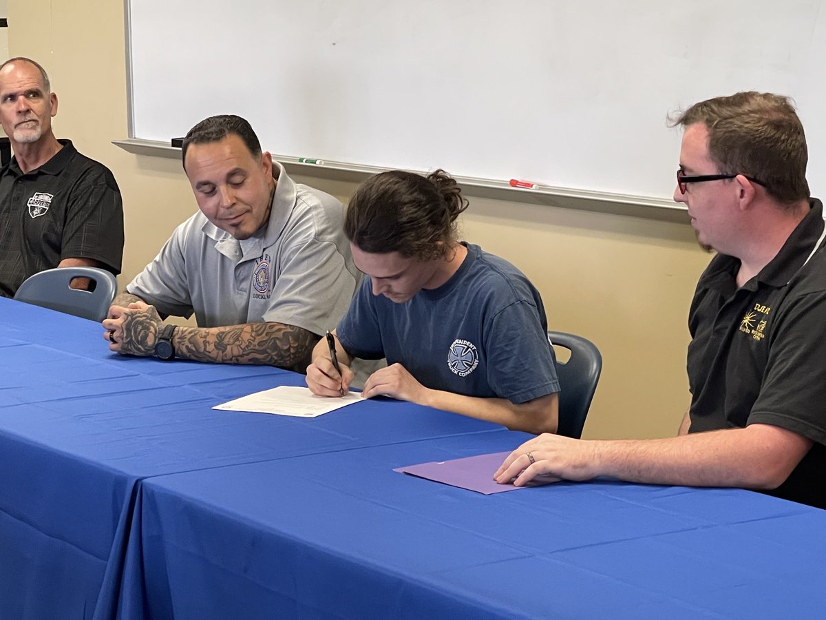 Anthony Holmes signs a letter of intent offered by IBEW 68 to enter the electrical apprenticeship program!