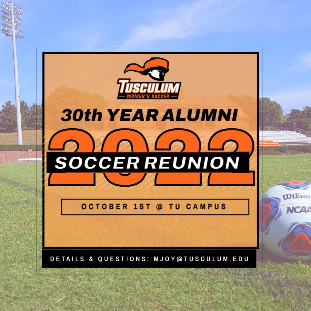 This year we will host our TU 30th year alumni soccer reunion on October 1st. We will host a Regional Match at 2pm, where alums will be recognized during the game, followed by an alum family banquet. 

Fore details/questions:
Coach Mike Joy mjoy@tusculum.edu Deadline: June27th
