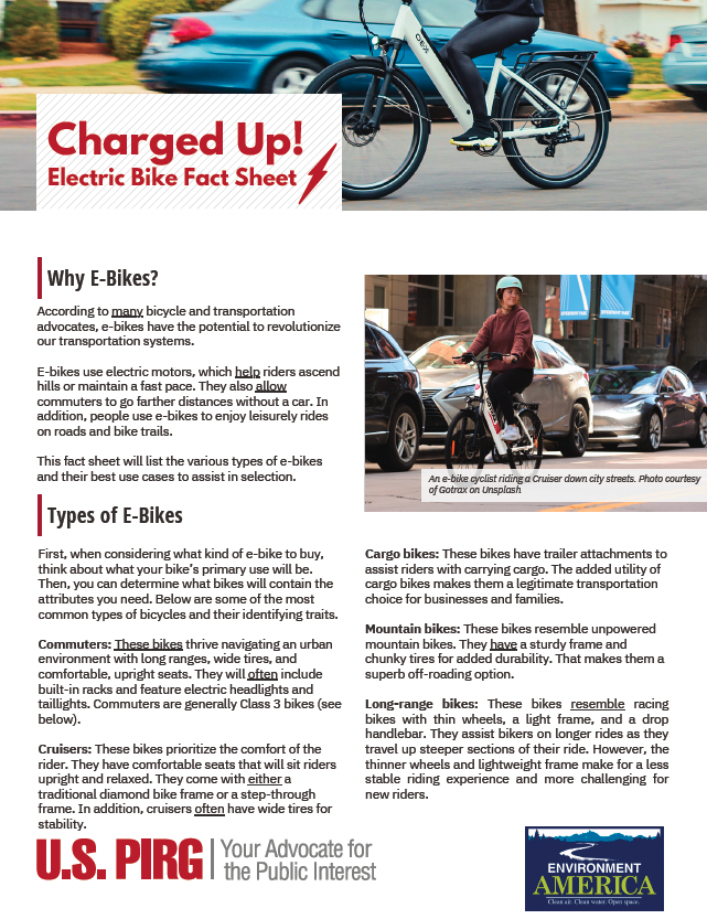 Just in time for #BiketoWorkDay tomorrow, check out our new fact sheet on #ebikes uspirg.org/resources/usp/…