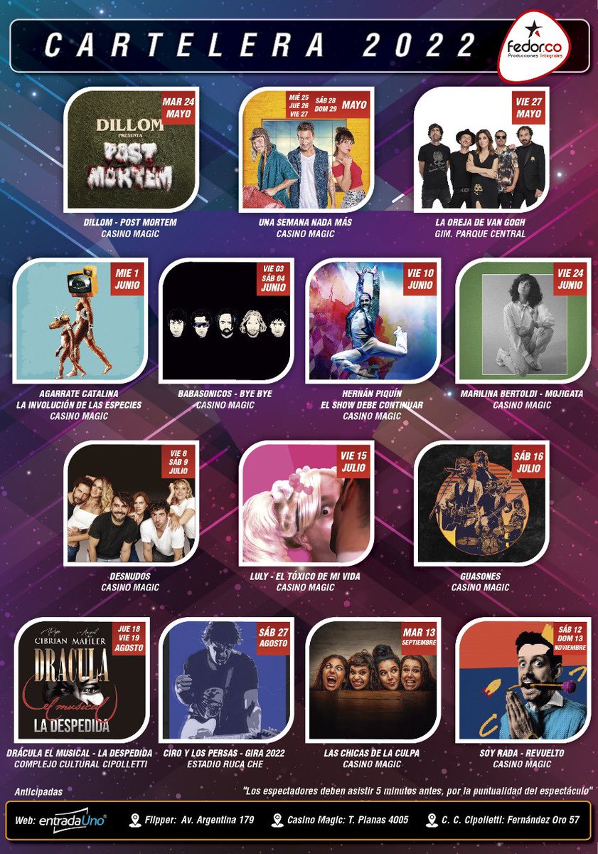 FedorcoProducci's tweet photo. NUESTRA CARTELERA 🎭 https://t.co/eQk932Ps7f