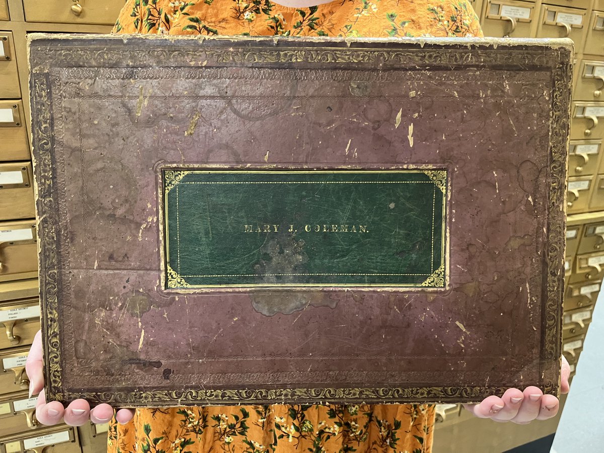 VMHCeducation's tweet photo. Let's #SpringIntoTheCollection! This book of pressed plants was compiled by Mary Coleman Terrell of Louisa County in the 1850s, as part of her botany studies at Maryland's Patapsco Female Institute. Mary Coleman's book was donated by her daughters in 1943. (VMHC Mss5: 5T2775:1) https://t.co/BcfVQW30hV