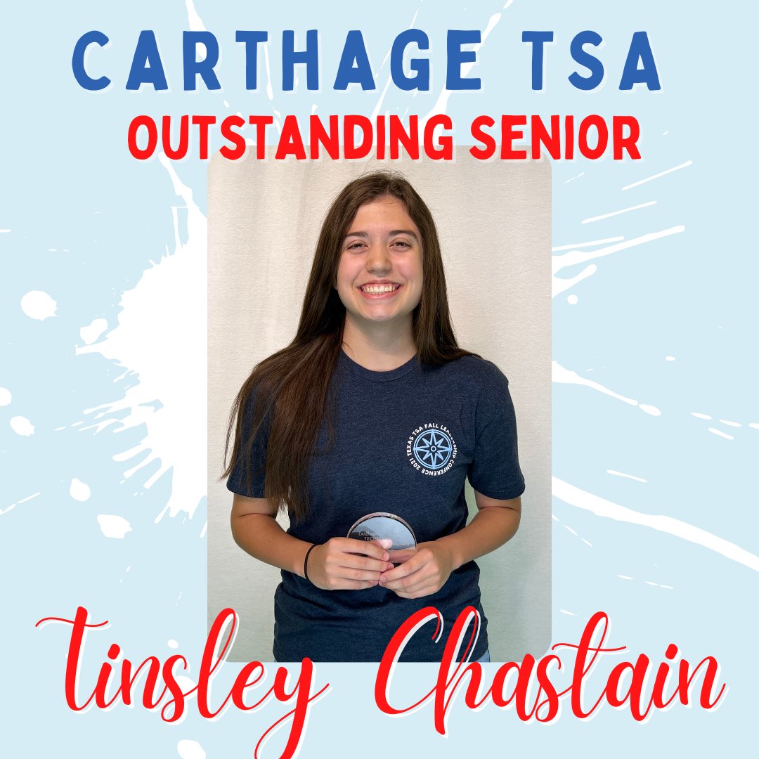 CarthageTsa's tweet photo. Our “Outstanding Senior” of the year is Tinsley Chastain! 🎉🎉🎉 https://t.co/ku14vZ9vfZ