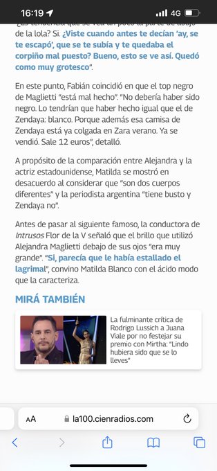 Para los que decían que nunca se habló de mi cuerpo en los Martín Fierro acá esta la prueba. Según @matildablanco