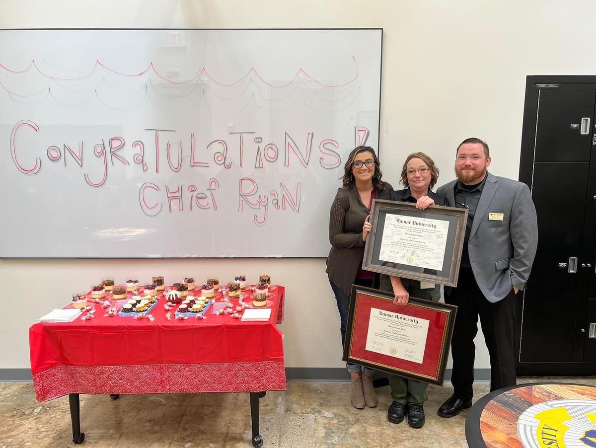 LamarPD's tweet image. Congratulations on earning your Bachelor’s degree and becoming the first LU Police Chief!