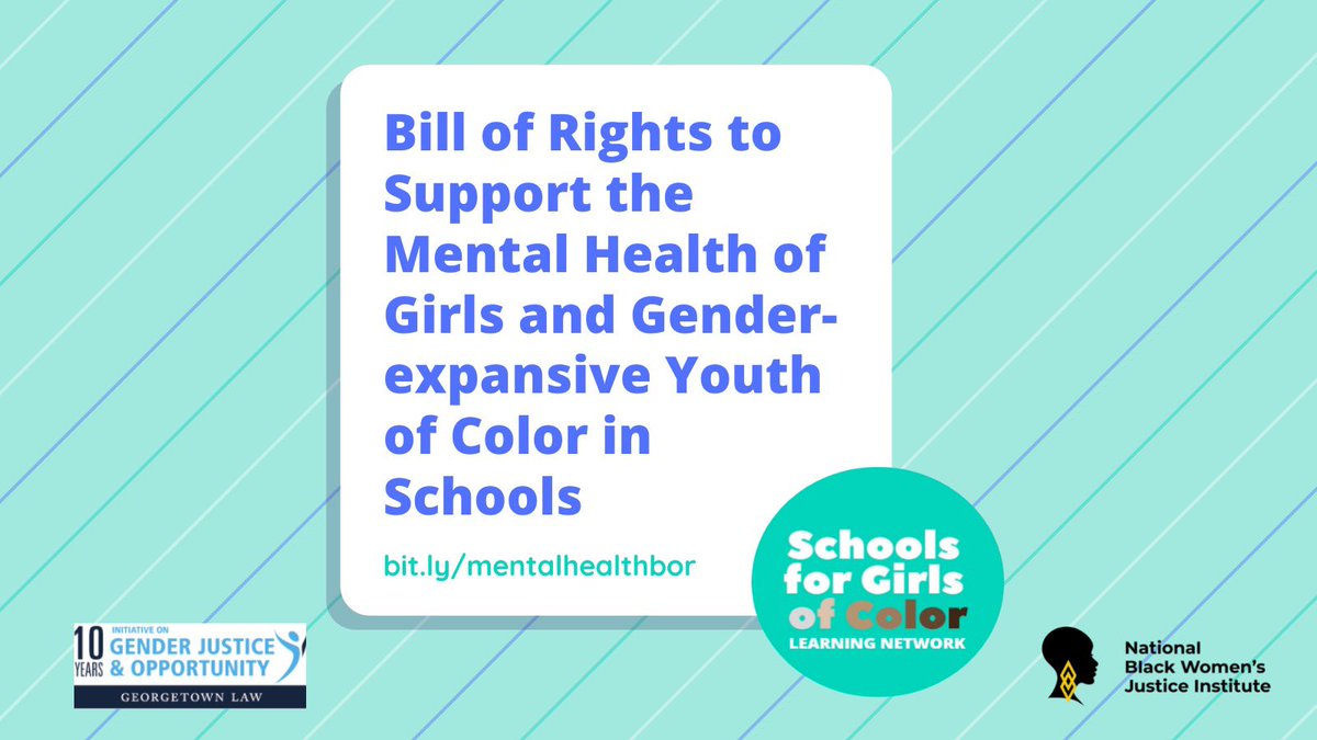 Just released: The Youth Advisory Committee’s Bill of Rights to Support the Mental Health of Girls of Color in Schools! The Youth Advisors deem these 5 rights fundamental to meeting girls’ mental health needs. Read the Bill of Rights: bit.ly/mentalhealthbor #ProtectOurPsyche