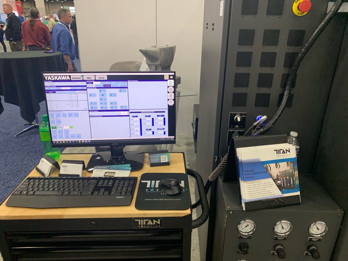 YASKAWA's tweet photo. Yaskawa's machine controllers, #servos & Yaskawa Compass are all hard at work within @3dsystems's 3D printer featured at @RAPID_Event. Head to booth 2613 to learn more!
#RAPIDEvent #YaskawaRapid #Yaskawa #3Dsystems #DefyLimitations #3Dprinting #motioncontrol https://t.co/x1ckLRuBD9