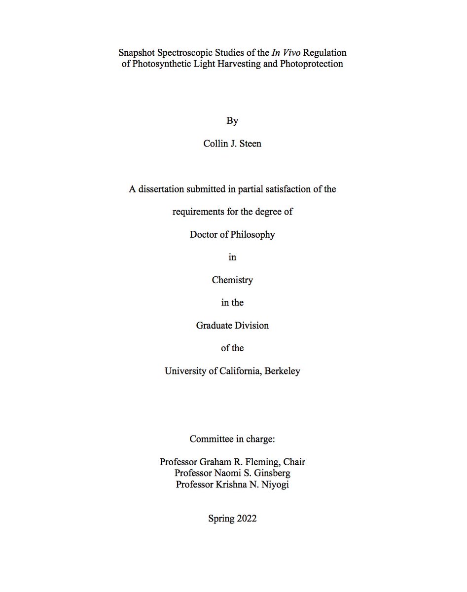 CollinSteen's tweet photo. Very proud to announce that I received my Ph.D. in chemistry from @UCB_Chemistry! 👨‍🎓 Thanks to all the family, friends, teachers, and mentors who helped me get to this point. Special thanks to many great collaborators, especially A. thaliana, C. reinhardtii, and N. oceanica 🍃🧪 https://t.co/DFAVoOpVaa