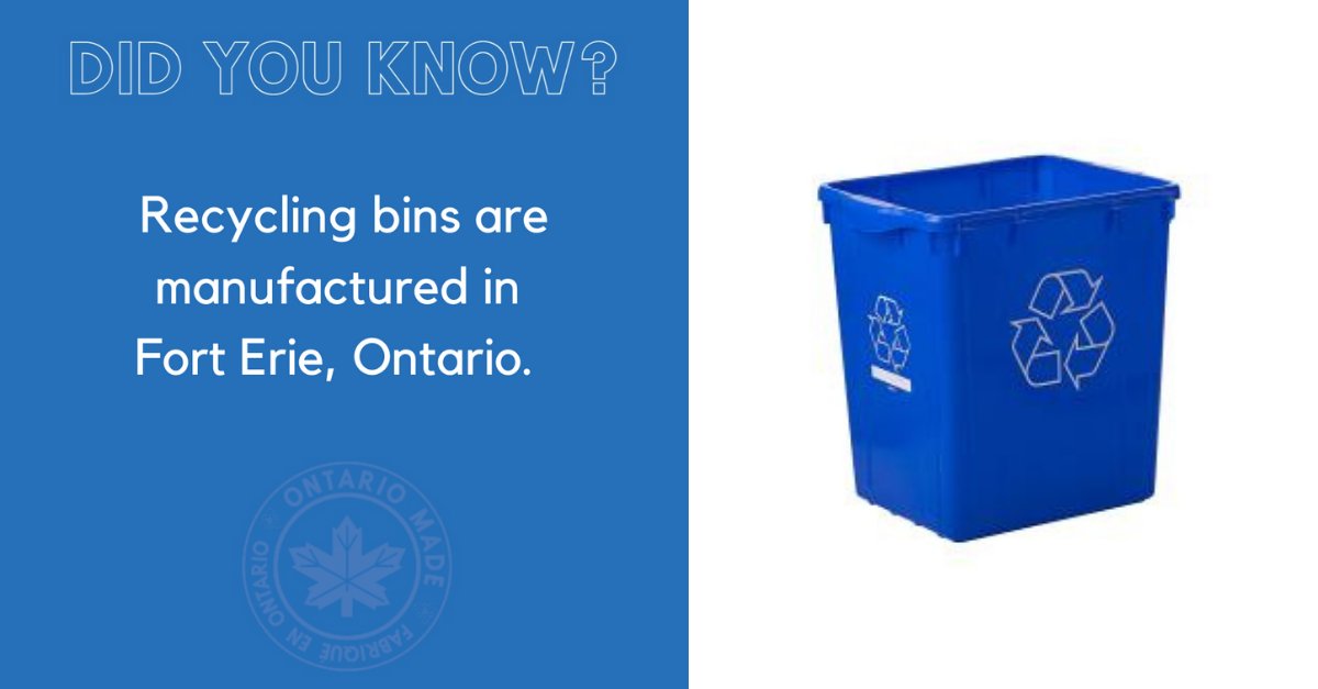 #DYK? The recycling bin that you use may be manufactured by <a href="/PeninsulaPlast1/">Peninsula Plastics Ltd (Nova Products)</a>. In 2010, the first curbside recycle bin with rounded handles was designed and hit the market: bit.ly/3lmcwdo #OntarioMade 

<a href="/TownOfFortErie/">townofforterie</a>