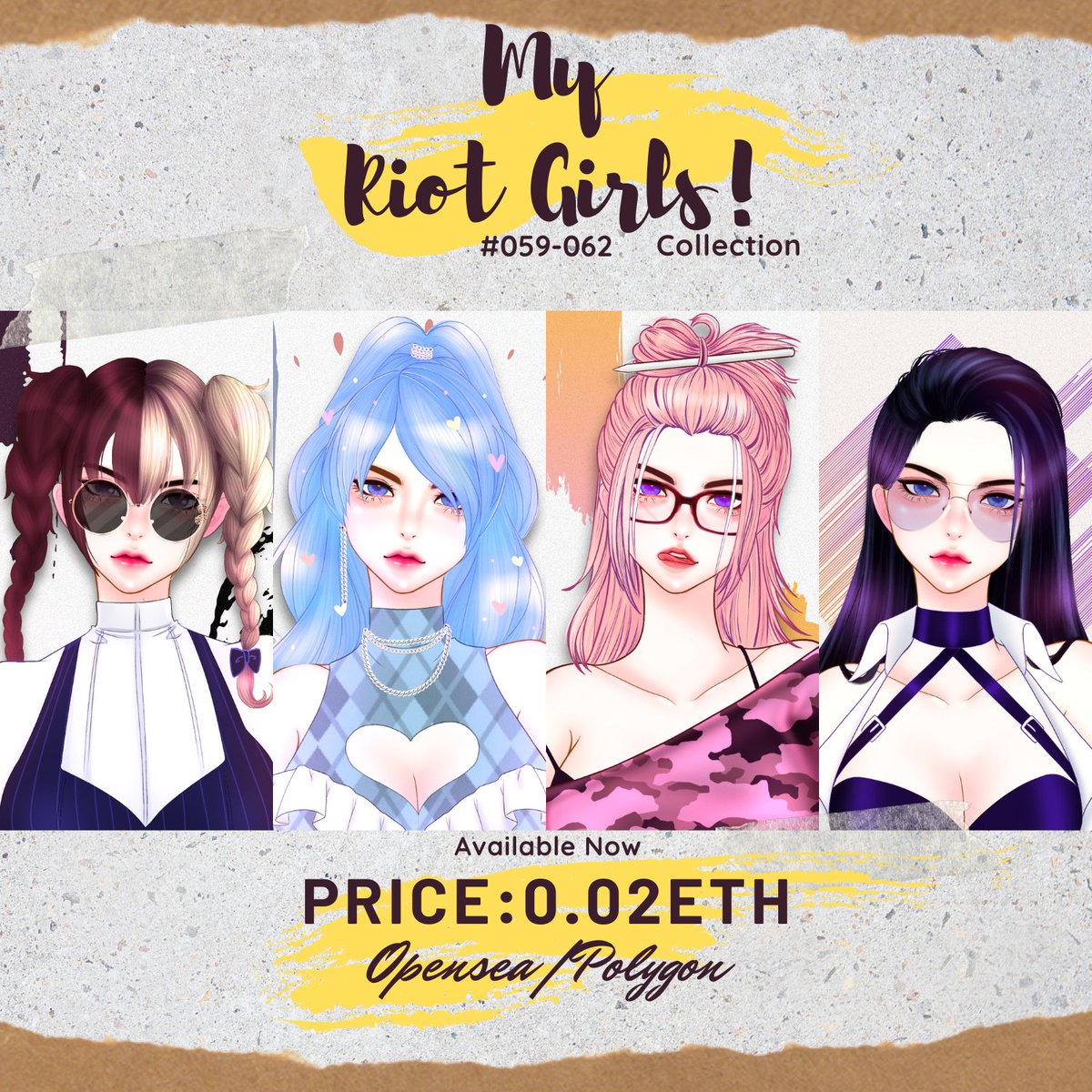 ✨️🌸__𝐍𝐞𝐰 𝐃𝐫𝐨𝐩__🌸✨️
💖𝓜𝔂 𝓡𝓲𝓸𝓽 𝓖𝓲𝓻𝓵𝓼💖
#059-#062  Price:0.02 $WETH #Polygon

opensea.io/collection/myr…

🎀Discord⤵️
discord.gg/urjUCdQUbk 

#MRGFam #NFTCommunity #NFTs #nftcollectors #NFTdrop #AnimeNFTs
x.com/Jeloy_Inkblood…
