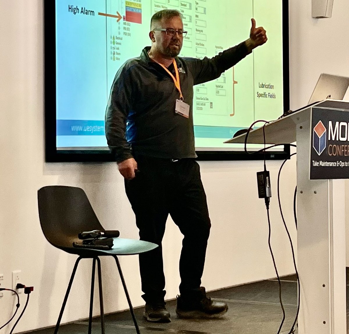 winreliability's tweet photo. Day 3 of MORE! 2022 - It's a learning bonanza! Dean Wolever, Great Lakes Reg'l Manager of UE Systems, shares his knowledge of Predictive Maintenance Technologies, a foundational part of achieving Maintenance, Operations, & Reliability Excellence! (MORE!) #MORE2022 #CMMSDataGroup https://t.co/FZ5scDEL3Y