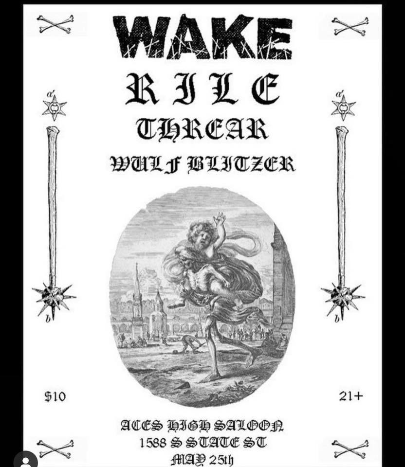 LacedHard's tweet photo. Wake, Rile, Threar and Wulf Blitzer at Aces High, 21+. May 25th #wake #rile #threar #wulfblitzer @ThrearUt https://t.co/ULQVk2jg6j