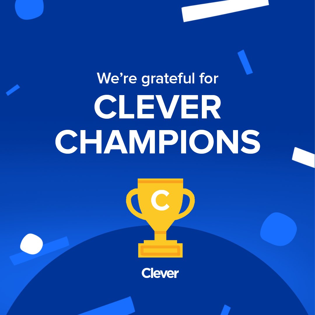clever's tweet photo. To the 21,000 Clever Champions—thanks for all that you do! You make Clever better for your classrooms, your school, and your district.👍 #ReadyWithClever https://t.co/4gTay7ijdY