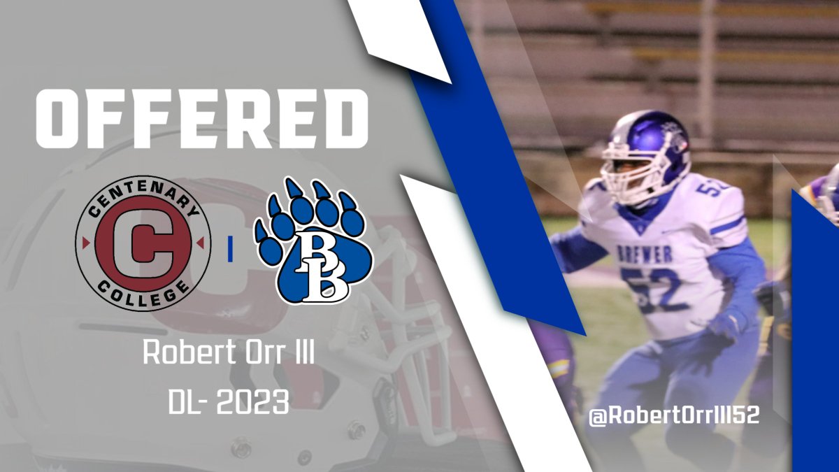 Brewer Football (@brewerbearfb) on Twitter photo Congrats to our guy <a href="/RobertOrrIII52/">Robert Orr III</a> on receiving a offer to further his academic and athletic career from Centenary College🔴⚫️ Congrats to our guy <a href="/RobertOrrIII52/">Robert Orr III</a> on receiving a offer to further his academic and athletic career from Centenary College🔴⚫️