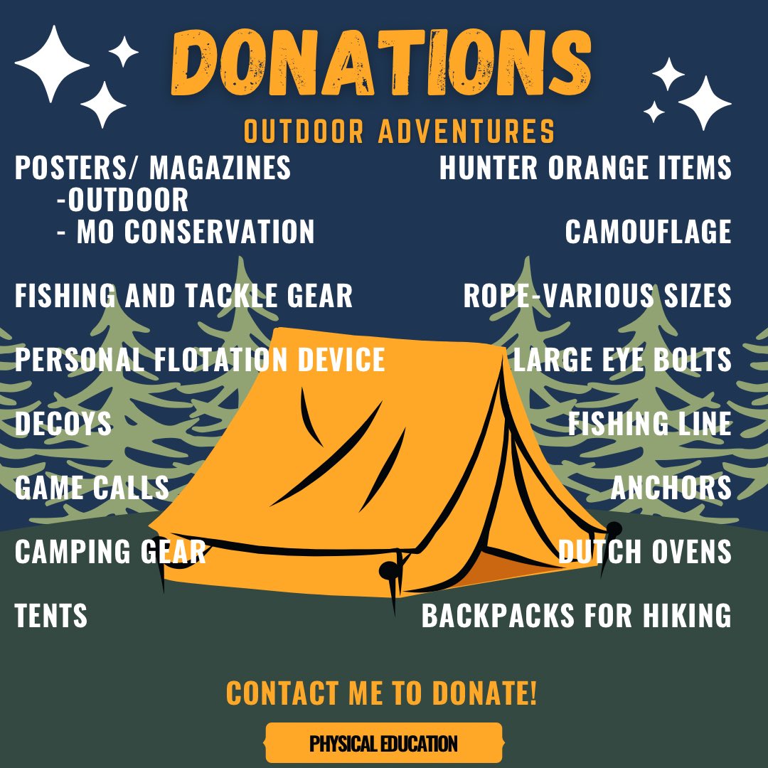 🐾🌲OUTDOOR ADVENTURES! 🐟🪶
Coming to a class near you! 

I am excited to announce that for the 2022-2023 School Year, I will be offering Outdoor Adventures through Outdoors Tomorrow Foundation. Topics included but not limited to: Angler Ed, Archery, Orienteering, Camping, etc!