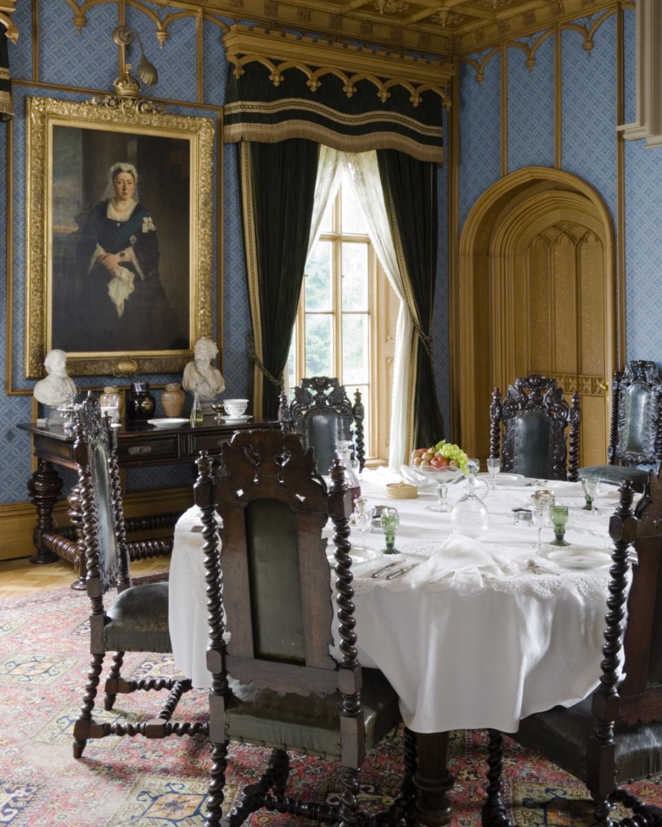 Pop into the dining room @HughendenNT and you'll find 12 elegant, (almost) matching chairs. Why 'almost'? One has shorter legs; it was lowered to make it easier for Queen Victoria with her diminutive stature to sit down.