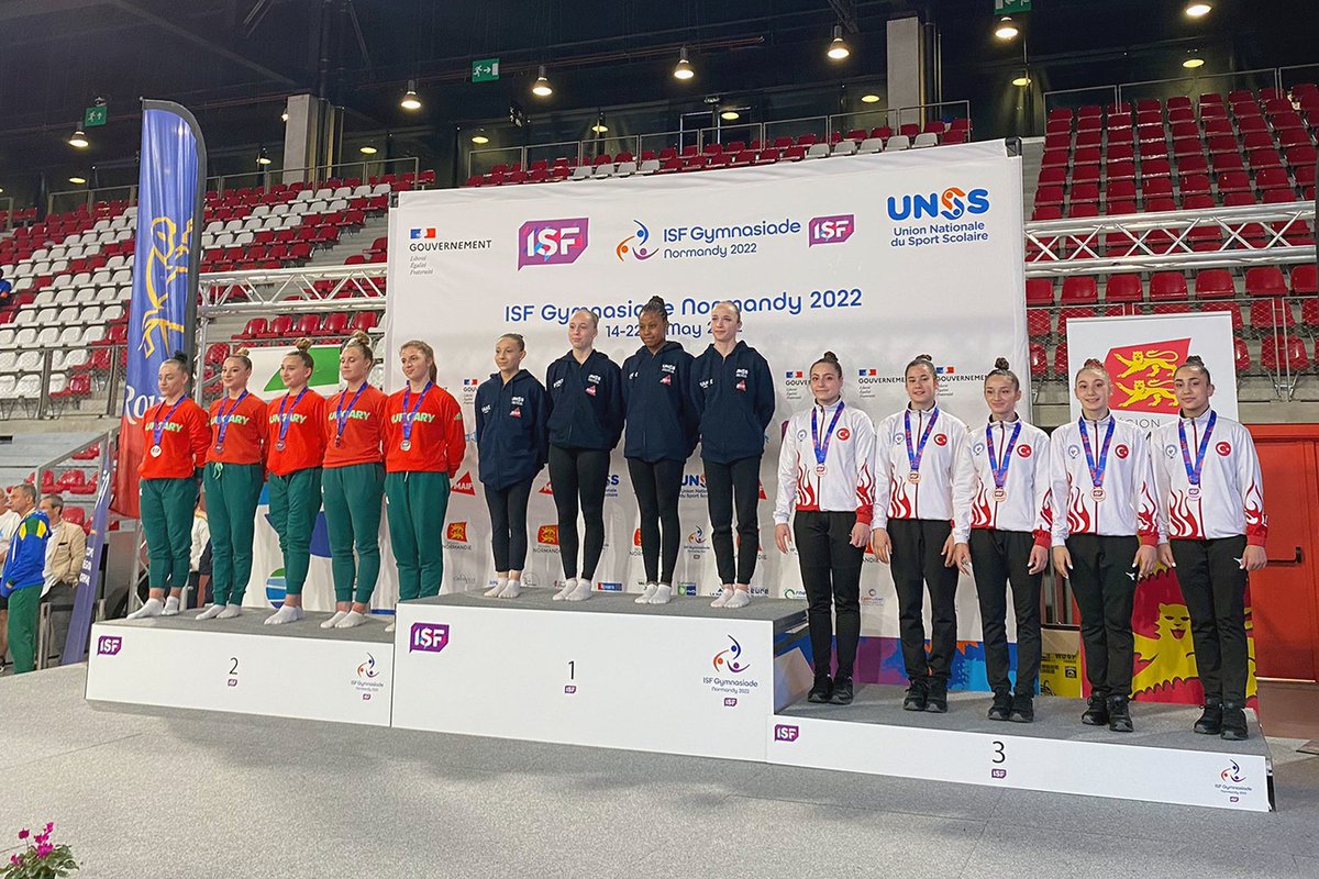 turkcimfed's tweet photo. 🇹🇷 Uluslararası Okul Sporları Federasyonu tarafından bu yıl Normandiya'da düzenlenen ISF Gymnasiade 2022'de Artistik Cimnastik Erkek Millî Takımımız 2. olarak gümüş madalya 🥈, Artistik Cimnastik Kadın Millî Takımımız 3. olarak bronz madalya 🥉 kazandı.

Tebrikler çocuklar! 👏🏻 https://t.co/IIXZejqfsb
