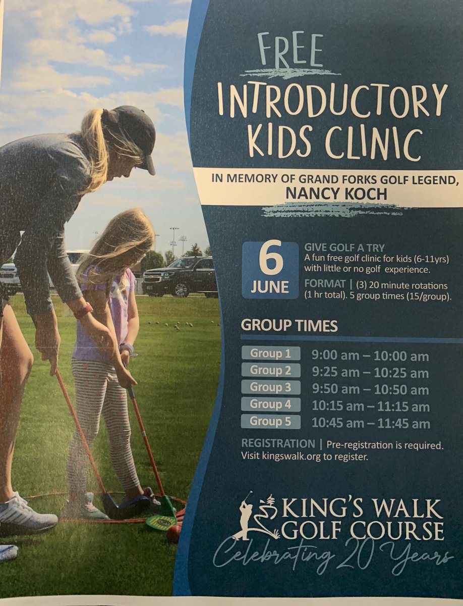 KingsWalkGC's tweet photo. Looking for a great way to introduce your youngster to golf?  It’s FREE!……thanks  to the family of Nancy Koch. https://t.co/zZ96sIL1fs