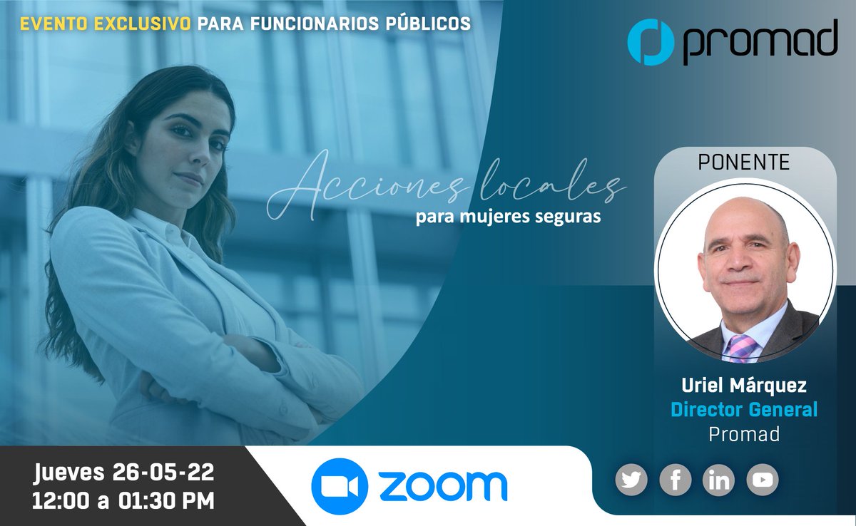 promad_cad's tweet photo. Acompáñenos este 𝟐𝟔 𝐝𝐞 𝐦𝐚𝐲𝐨 en el seminario virtual en punto de las 12:00 hrs para platicar sobre las 𝐚𝐜𝐜𝐢𝐨𝐧𝐞𝐬 𝐥𝐨𝐜𝐚𝐥𝐞𝐬 que se pueden implementar para 𝐦𝐮𝐣𝐞𝐫𝐞𝐬 𝐬𝐞𝐠𝐮𝐫𝐚𝐬. 
𝐑𝐞𝐠𝐢́𝐬𝐭𝐫𝐞𝐬𝐞 𝐬𝐢𝐧 𝐜𝐨𝐬𝐭𝐨 👇🏼
https://t.co/k0SFsKnfi1

#Promad https://t.co/aCgTZbccgk