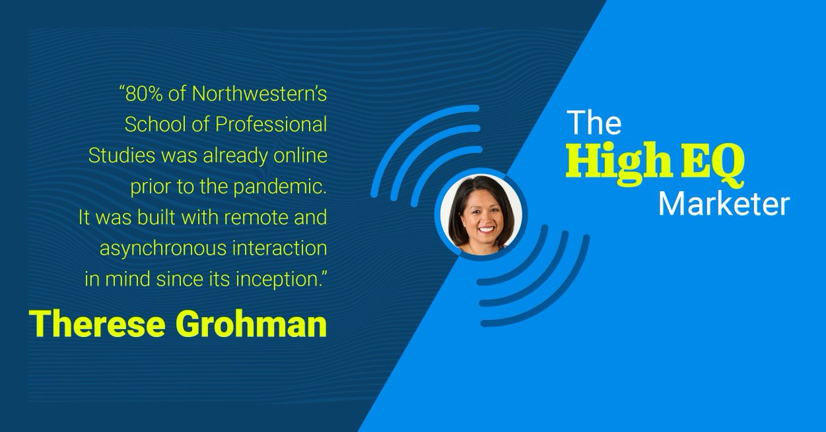 Therese shared an example of how forward thinking <a href="/NorthwesternU/">Northwestern</a> Professional Studies Program was even before the pandemic.
Click to listen: centerfield.com/blog/listen-no…

Check out all our episodes of “The High EQ Marketer” podcast here: ow.ly/SxEh50JcCs3

#marketing #education