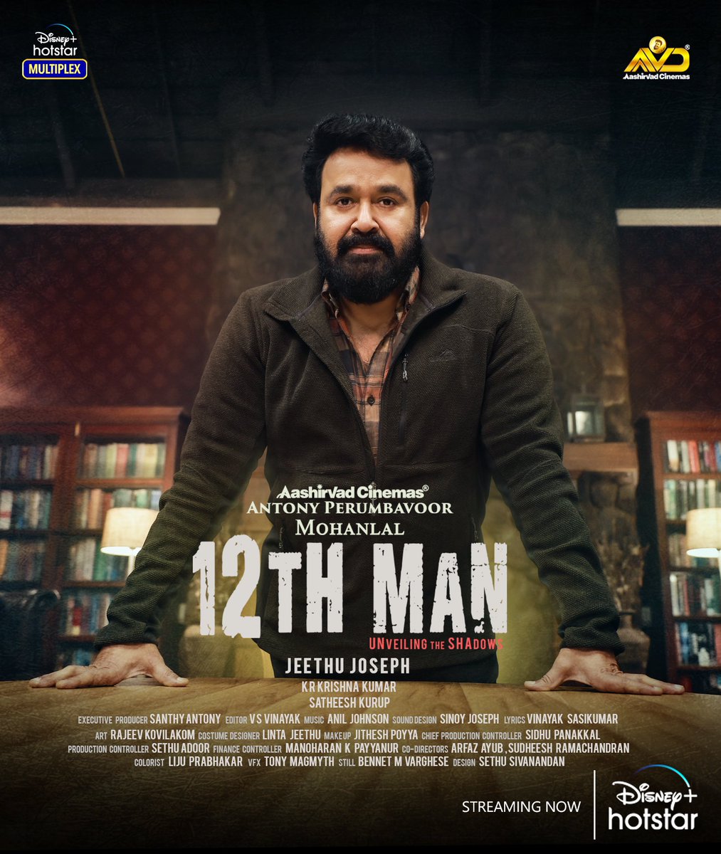aashirvadcine's tweet photo. #12thMan streaming now on #DisneyPlusHotstar

https://t.co/6iIvSSxjpo…

#12thManOnDisneyPlusHotstar #DisneyPlusHotstarMalayalam

@Mohanlal @JeethuJosephDir @antonypbvr @aashirvadcine  @DisneyPlusHS @DisneyplusHSMal https://t.co/FLpaIxGmHj
