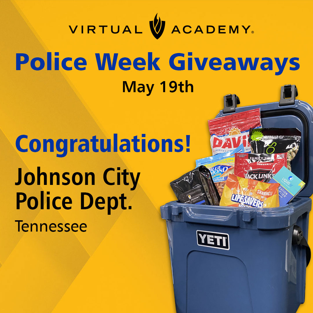 Congratulations to Johnson City Police Department in Tennessee for winning our fourth giveaway!  Johnson City PD has completed the highest average per officer of their state mandates on Virtual Academy so far this year. 
#PoliceWeek2022 #VirtualAcademy