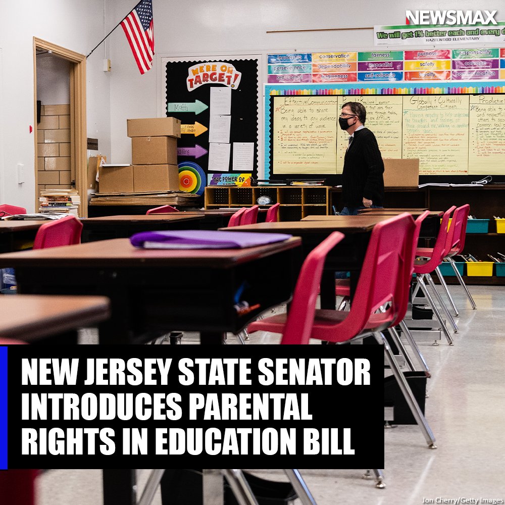 NEWSMAX's tweet photo. New Jersey Sen. Edward Durr introduced a bill which prohibits school districts from incorporating instruction on sexual orientation or gender identity for students in kindergarten through sixth grade. https://t.co/G3HCoTiv5V https://t.co/MHBgrtNbd1